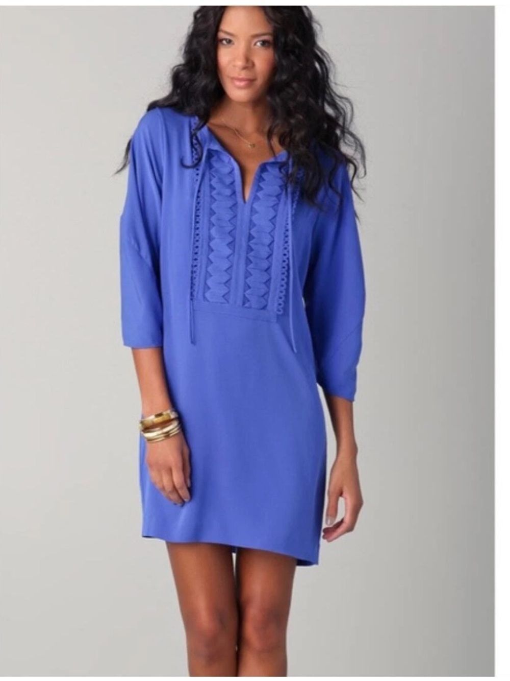 Diane von Furstenberg Iliana Embellished Tunic Dress Silk Purple  Size 2